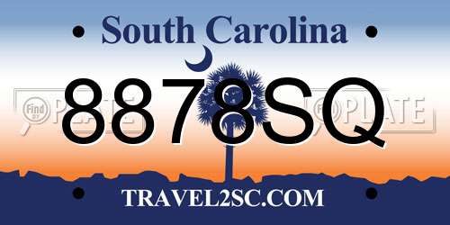 8878SQ South Carolina License Plate