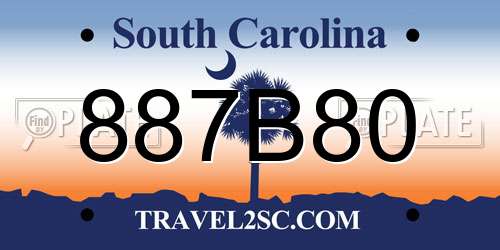 887B80 South Carolina License Plate