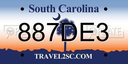 887DE3 South Carolina License Plate