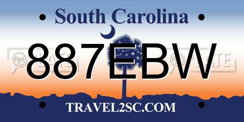 887EBW South Carolina License Plate