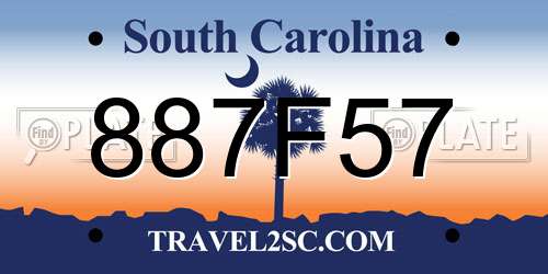 887F57 South Carolina License Plate