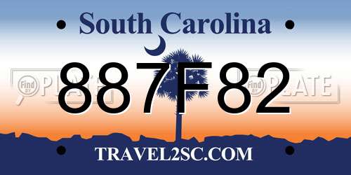 887F82 South Carolina License Plate