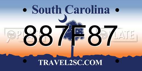 887F87 South Carolina License Plate
