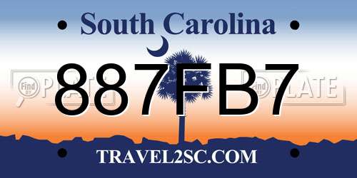 887FB7 South Carolina License Plate