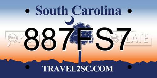 887FS7 South Carolina License Plate