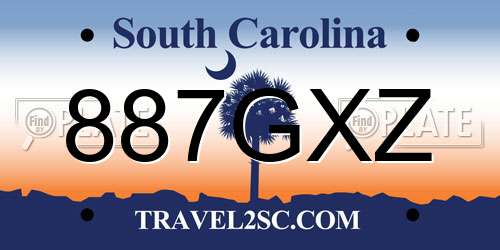 887GXZ South Carolina License Plate