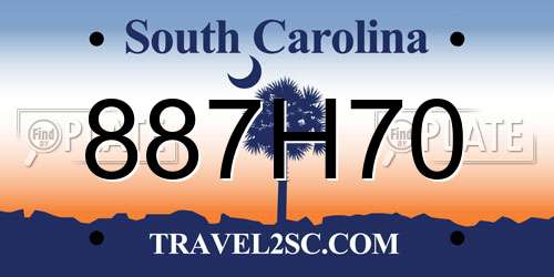 887H70 South Carolina License Plate
