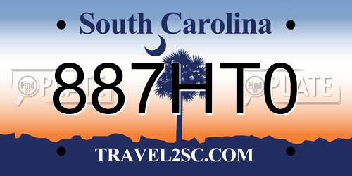 887HT0 South Carolina License Plate