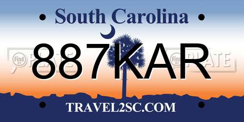 887KAR South Carolina License Plate