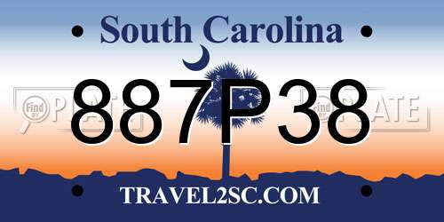 887P38 South Carolina License Plate
