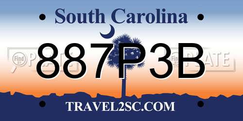 887P3B South Carolina License Plate