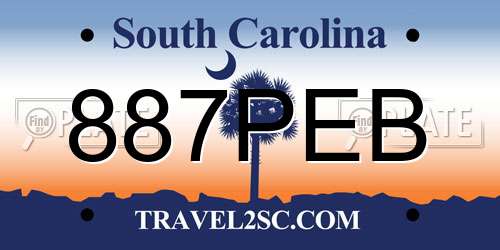 887PEB South Carolina License Plate