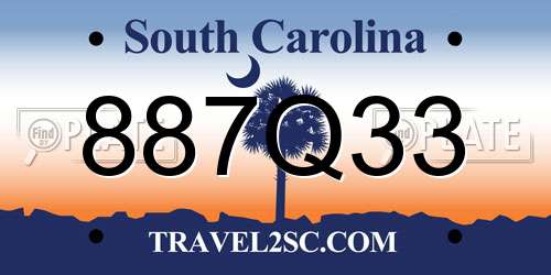 887Q33 South Carolina License Plate