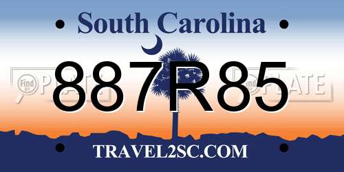 887R85 South Carolina License Plate