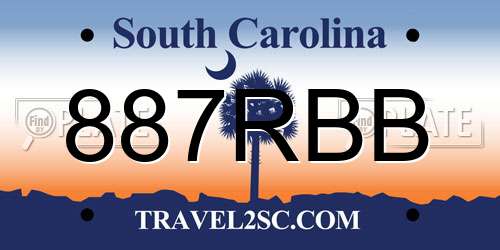 887RBB South Carolina License Plate