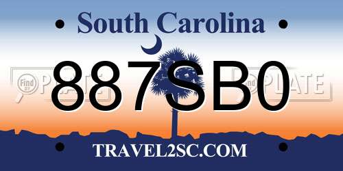 887SB0 South Carolina License Plate