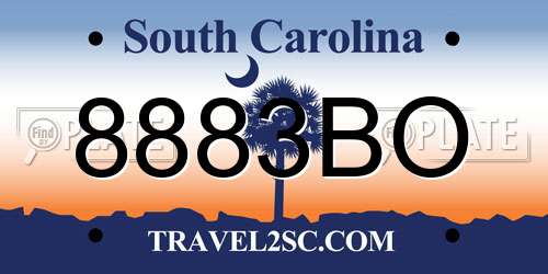 8883BO South Carolina License Plate