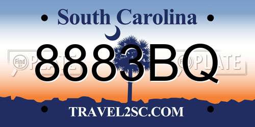 8883BQ South Carolina License Plate