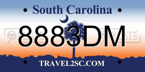 8883DM South Carolina License Plate