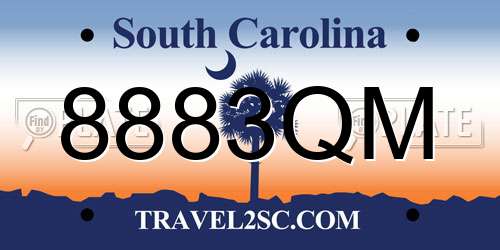 8883QM South Carolina License Plate