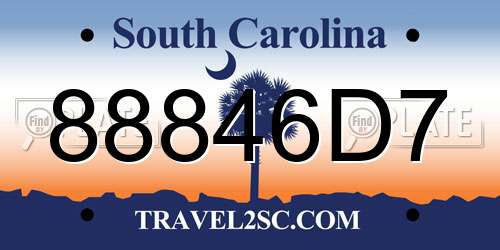 88846D7 South Carolina License Plate