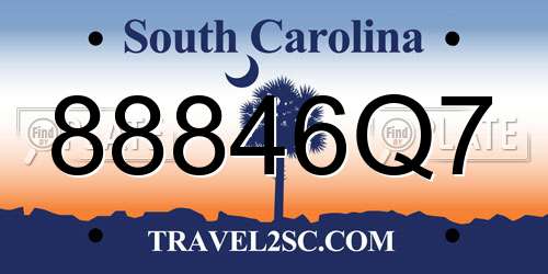 88846Q7 South Carolina License Plate