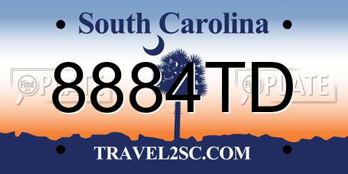 8884TD South Carolina License Plate