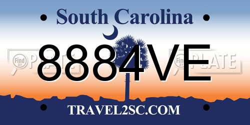 8884VE South Carolina License Plate