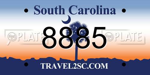 8885 South Carolina License Plate
