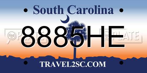8885HE South Carolina License Plate