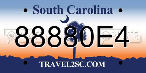 88880E4 South Carolina License Plate