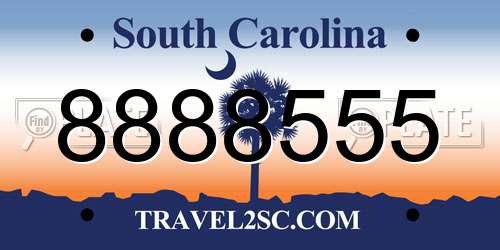 8888555 South Carolina License Plate