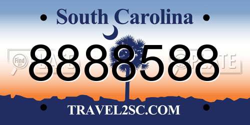 8888588 South Carolina License Plate