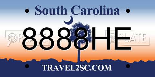 8888HE South Carolina License Plate