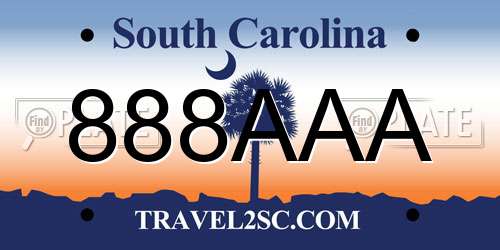 888AAA South Carolina License Plate