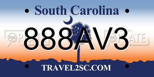 888AV3 South Carolina License Plate