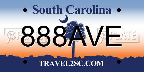888AVE South Carolina License Plate