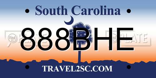 888BHE South Carolina License Plate
