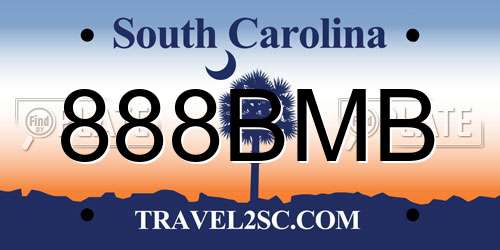 888BMB South Carolina License Plate