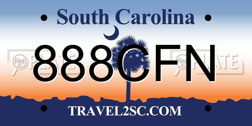 888CFN South Carolina License Plate