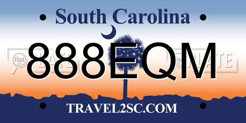 888EQM South Carolina License Plate