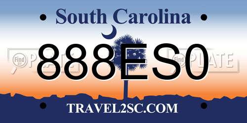888ES0 South Carolina License Plate