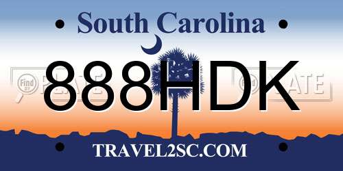 888HDK South Carolina License Plate