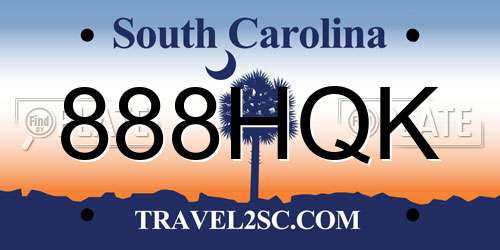 888HQK South Carolina License Plate