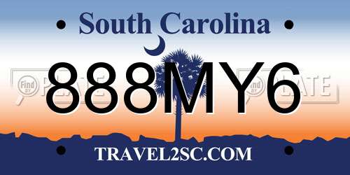 888MY6 South Carolina License Plate