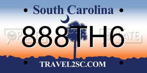 888TH6 South Carolina License Plate