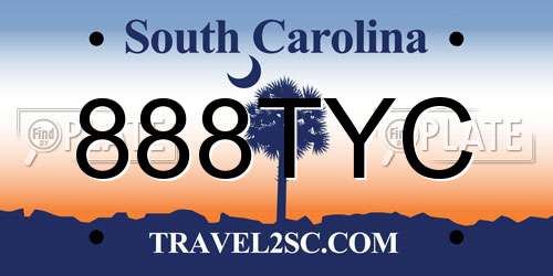 888TYC South Carolina License Plate