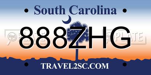888ZHG South Carolina License Plate