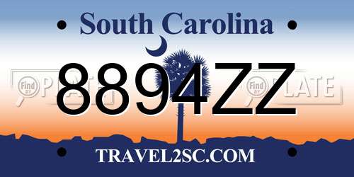 8894ZZ South Carolina License Plate