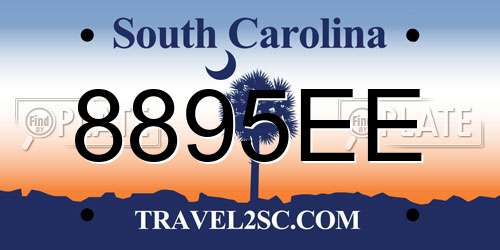 8895EE South Carolina License Plate